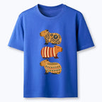 Kyoto-Lion Folk Floral Striped Capybara Trio Print Classic T-Shirt