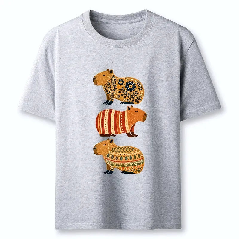 Japanese folk floral capybara t-shirt