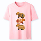 Japanese folk floral capybara t-shirt