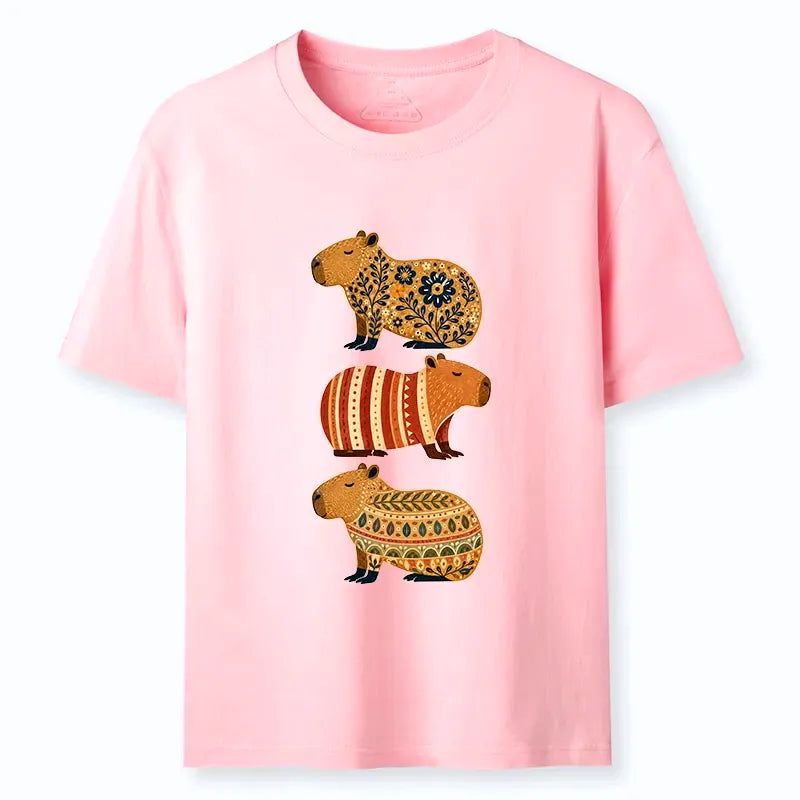 Japanese folk floral capybara t-shirt