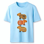 Japanese folk floral capybara t-shirt