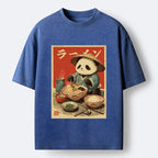 Kyoto-Lion Panda Enjoying Ramen Washed T-Shirt