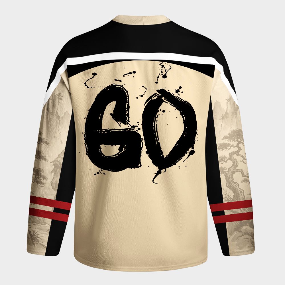 Kyoto-Lion Japanese Ink Art Capybara Samurai Long-Sleeve Hockey Jersey