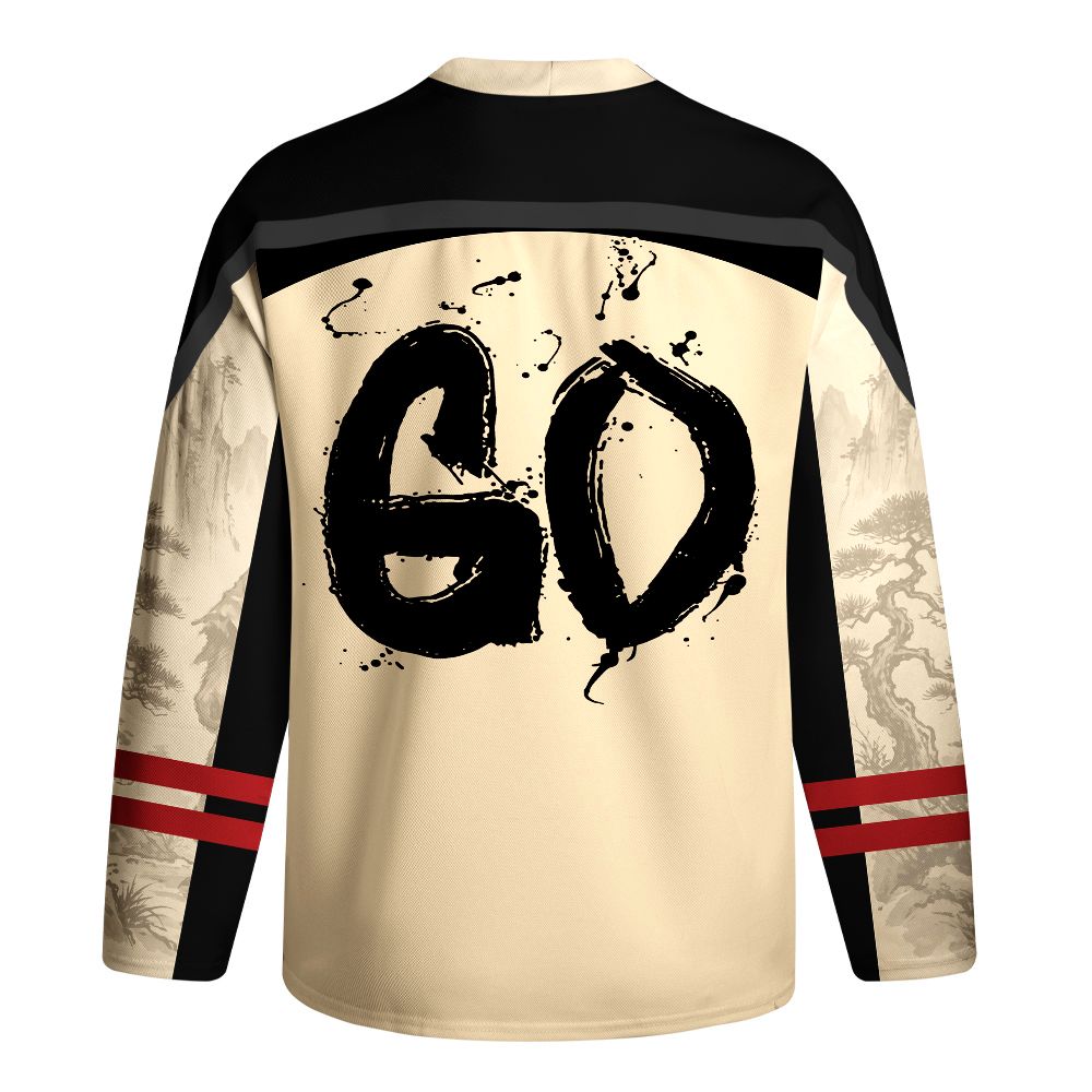 Kyoto-Lion Japanese Ink Art Capybara Samurai Long-Sleeve Hockey Jersey