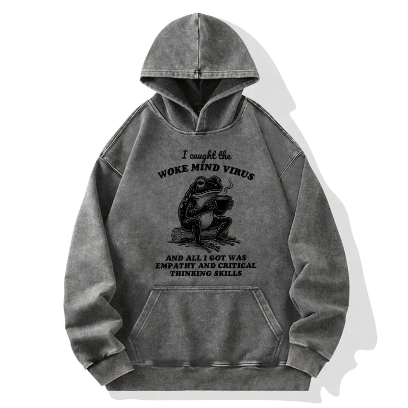 Japanese Washed Frog Hoodie for Streetwear