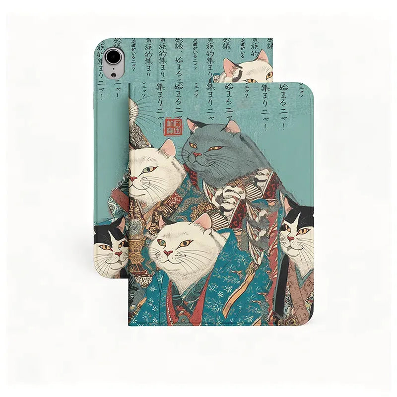 Kyoto-Lion Formal Gathering of Ukiyo-e Cat Nobles Tablet Protective Case