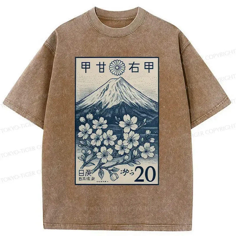 Kyoto-Lion Vintage Sakura Stamp Washed T-Shirt