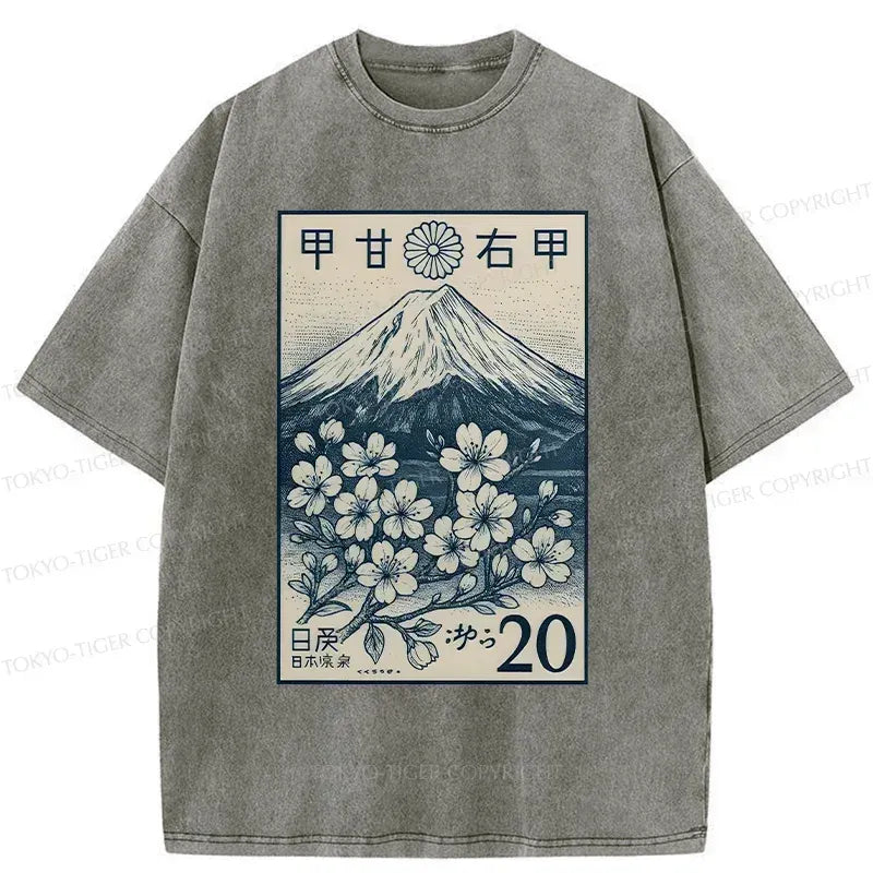 Kyoto-Lion Vintage Sakura Stamp Washed T-Shirt