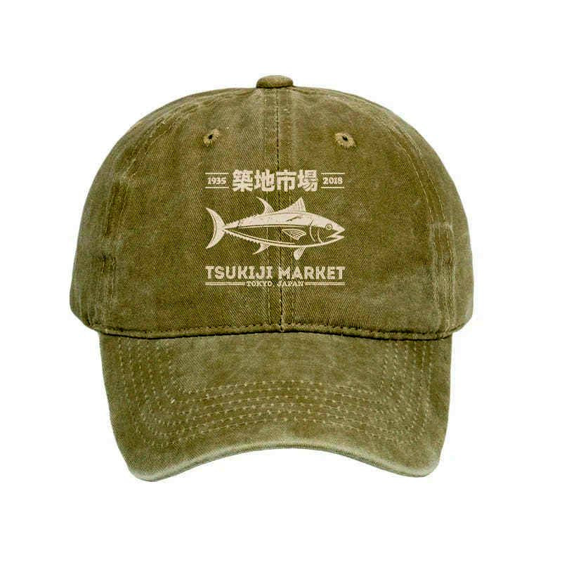 Kyoto-Lion Retro Tsukiji Fish Market Streetwear Tokyo Washed Cap