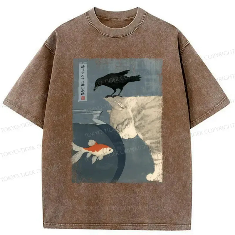 Funny Cat and Crow T-Shirt Gift Idea