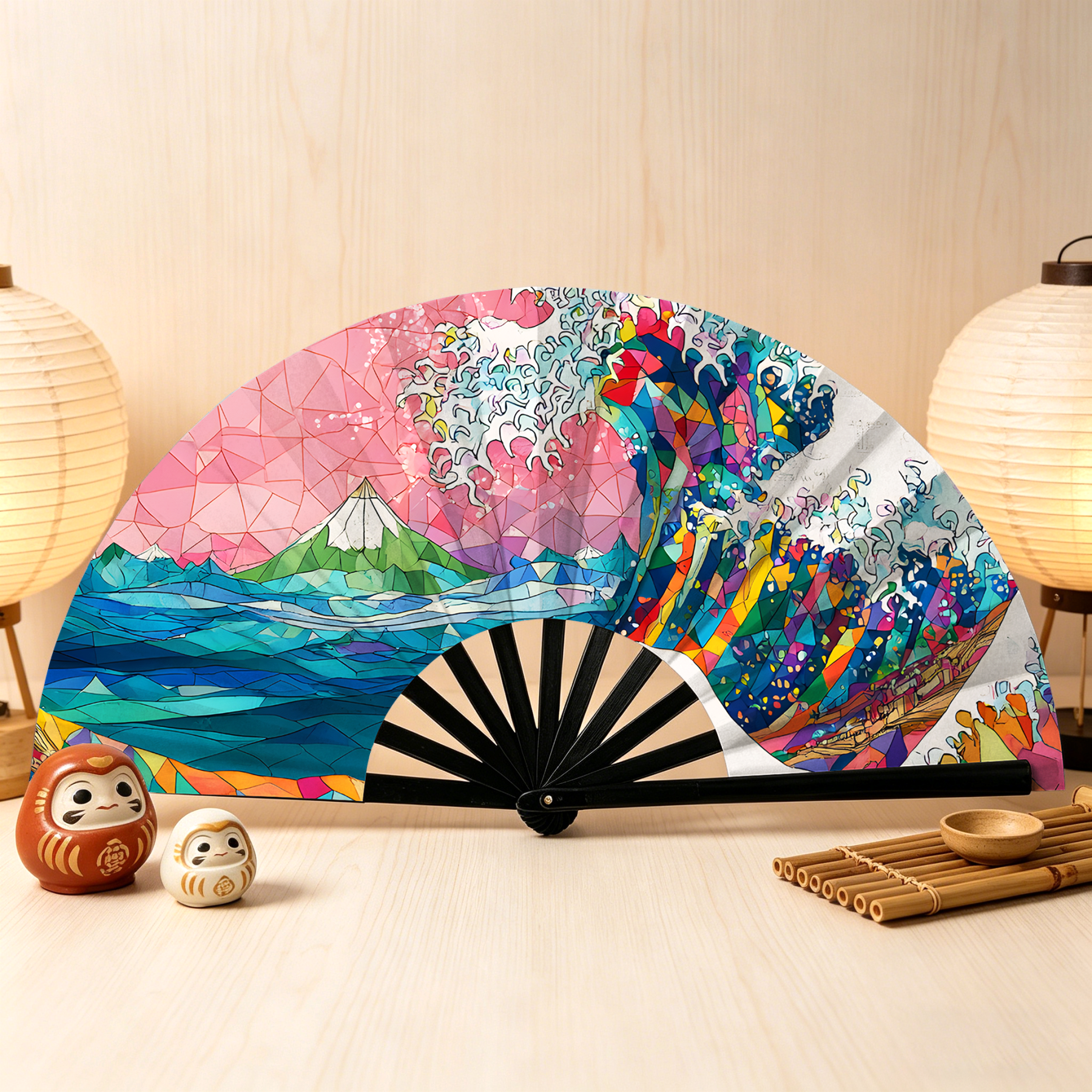 Japanese wave hand fan for festival
