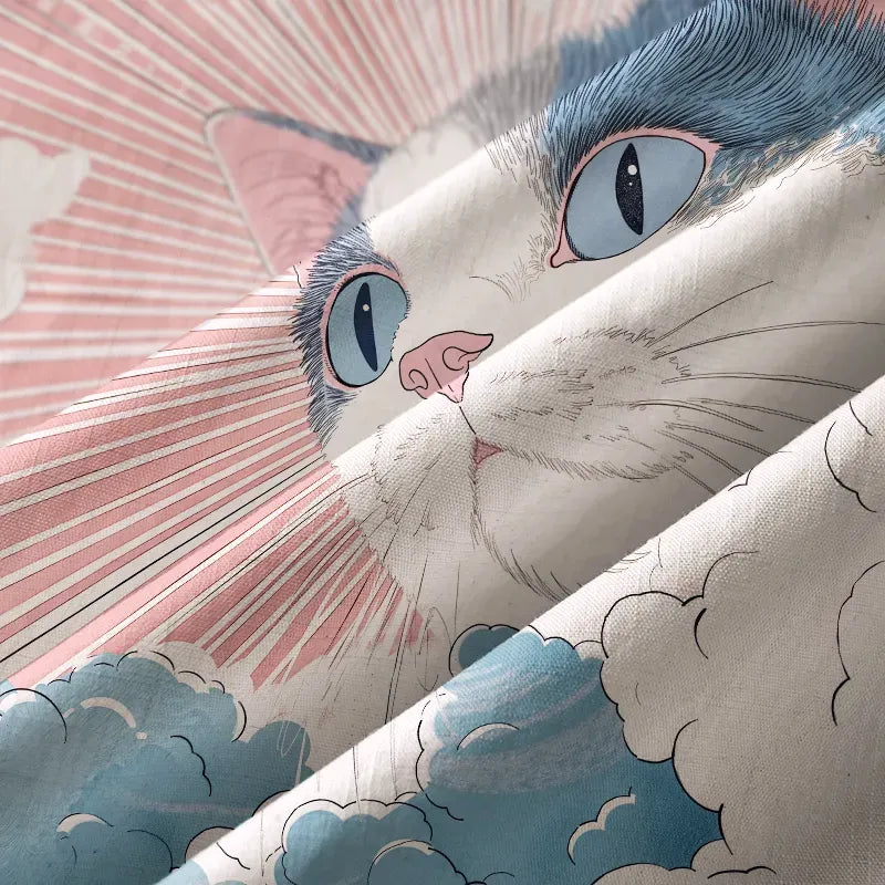 Japanese Cat Button-up Shirt for Streetwear