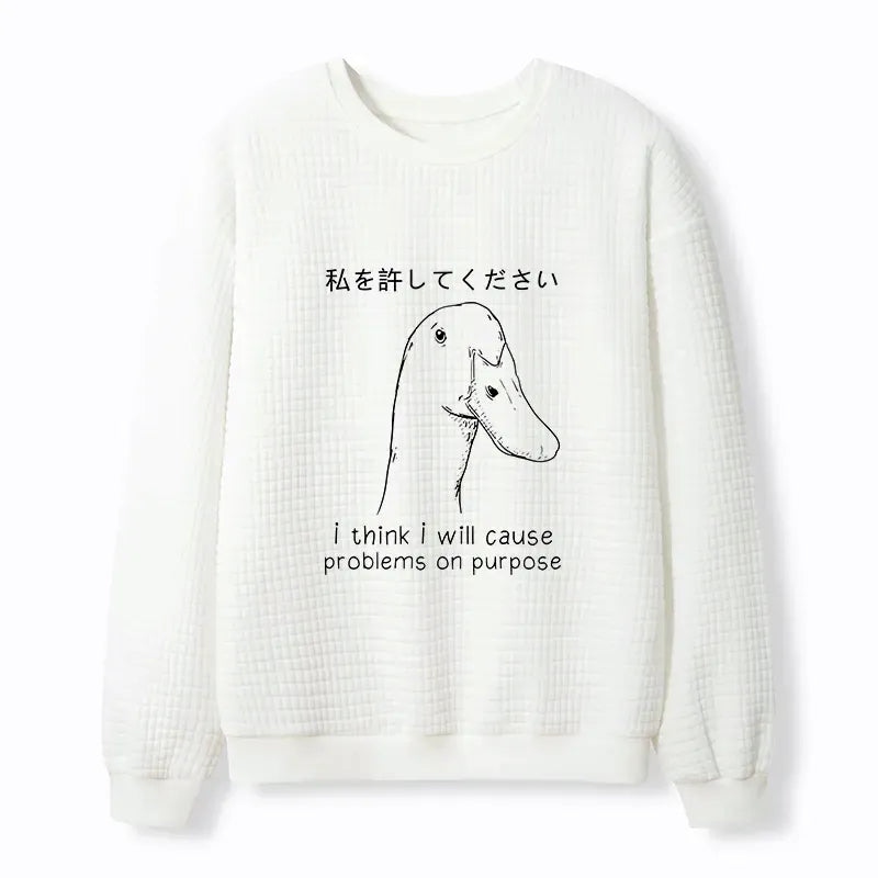 Kyoto-Lion Stupid Goose Funny Waffle Sweatshirt
