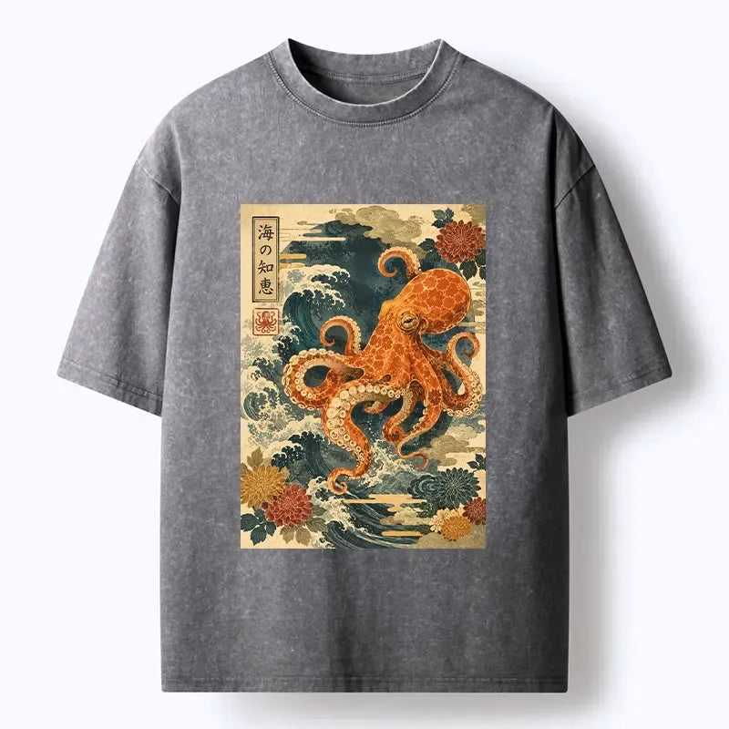 Washed Sea Wave Art T-Shirt