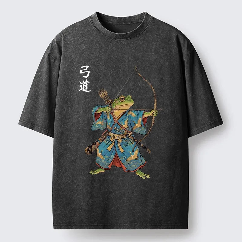 Japanese frog samurai archery art t-shirt