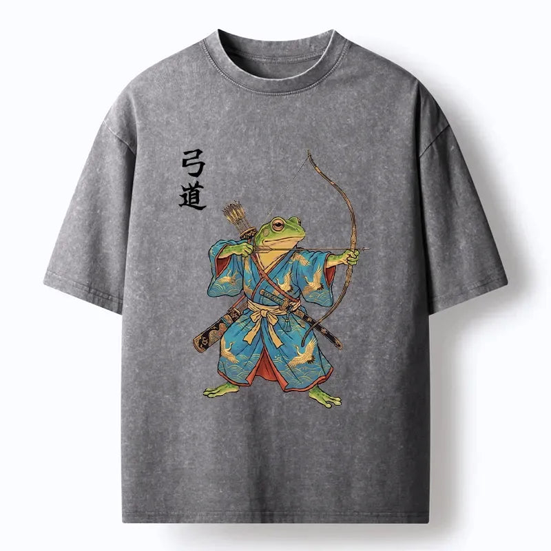 Japanese frog samurai archery art t-shirt