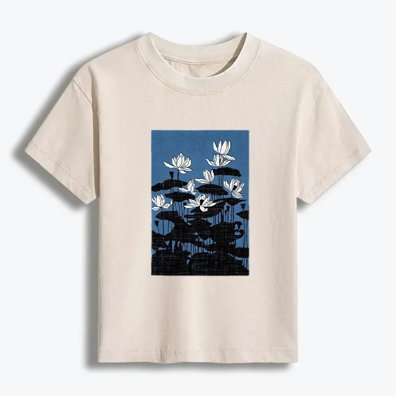 Japanese Women's Washed T-shirt for Daily Wear