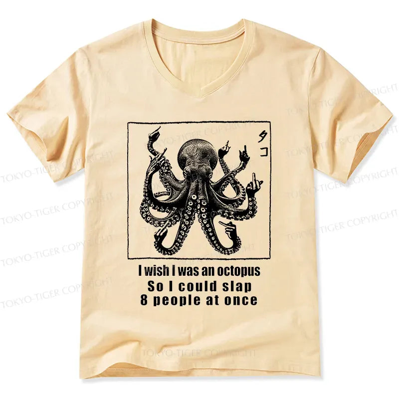 Kyoto-Lion I Wish I Was An Octopus V-Neck Classic T-Shirt