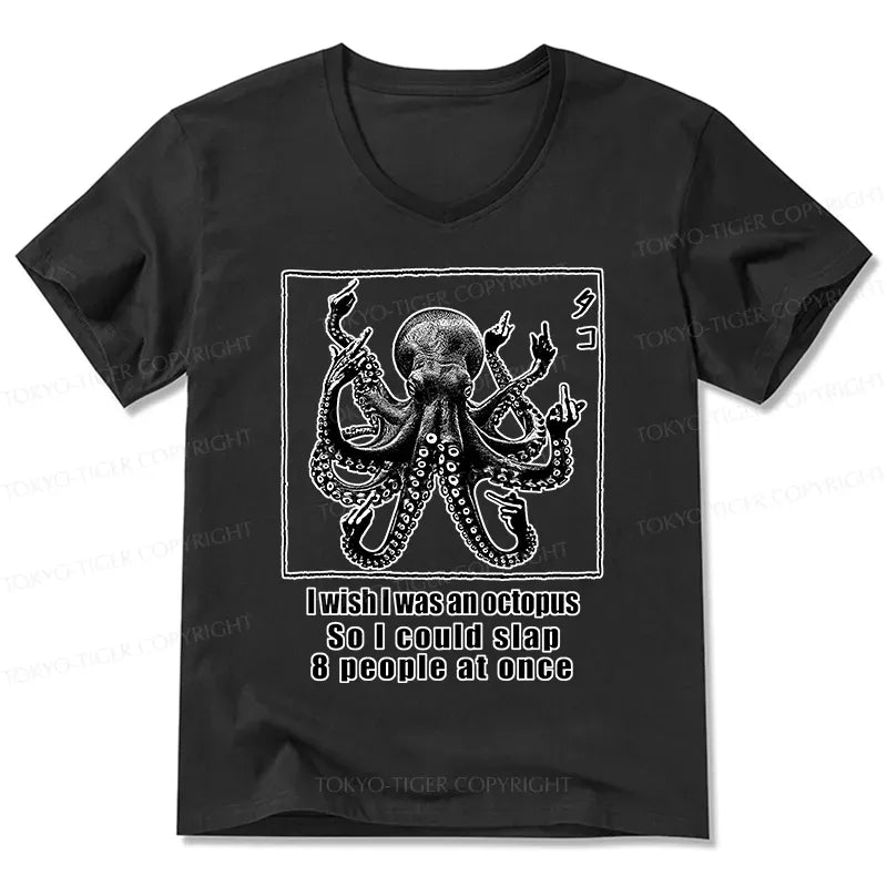 Kyoto-Lion I Wish I Was An Octopus V-Neck Classic T-Shirt