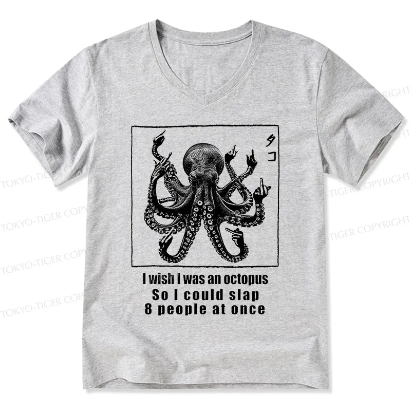 Japanese Octopus V-Neck T-Shirt