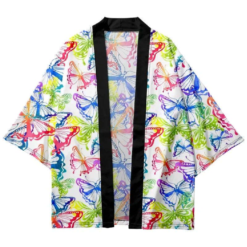 Kyoto-Lion Vivid Butterfly Japanese Kimono Cardigan
