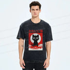 Cute Washed Cat T-Shirt with Free Shipping