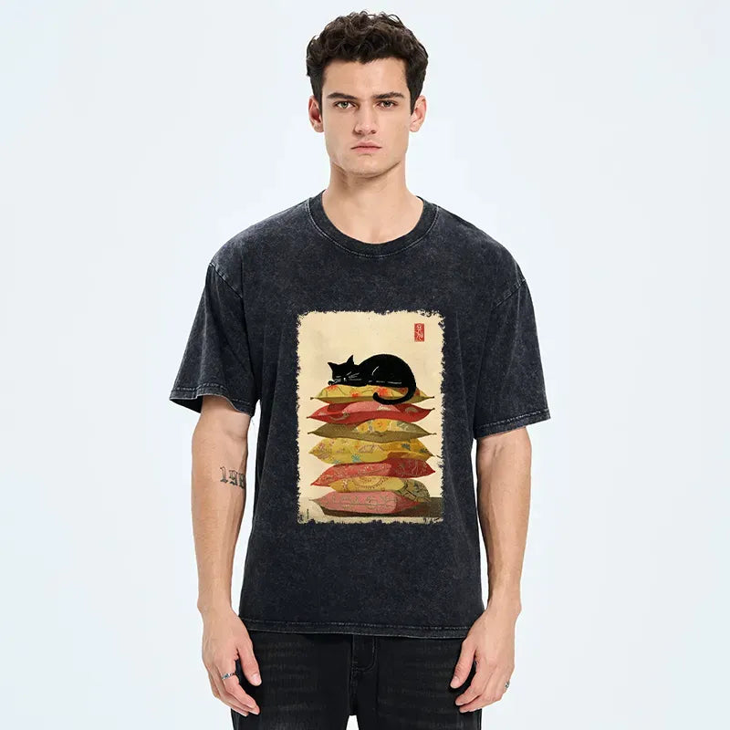 Sleeping Cat Japanese Vintage T-Shirt