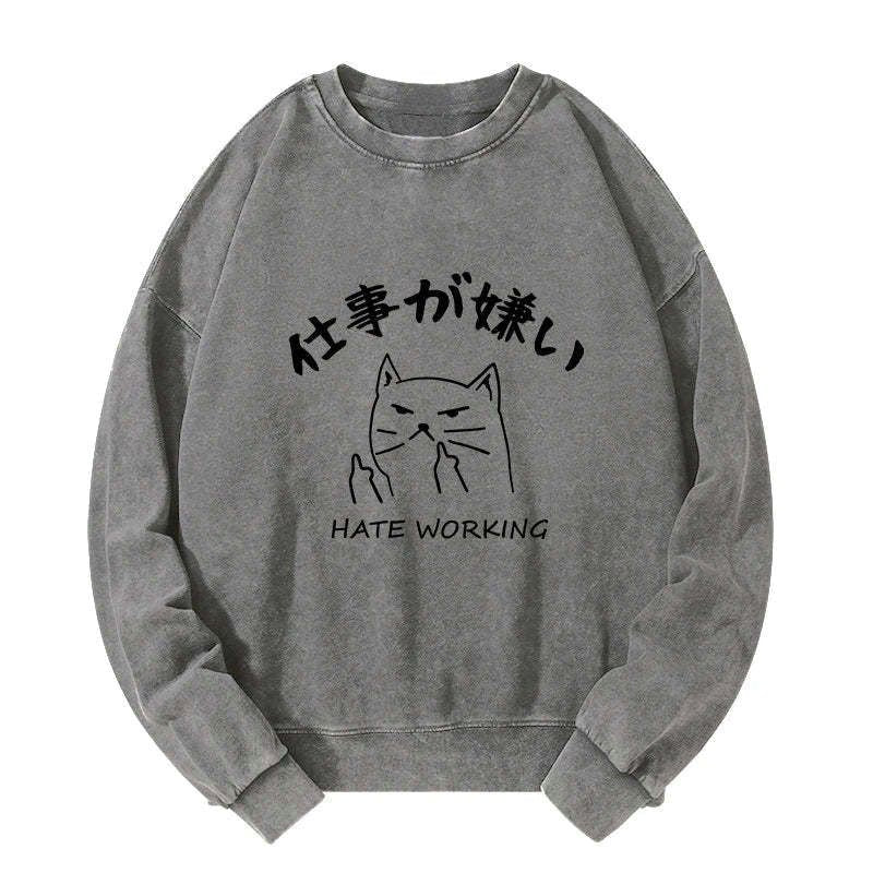 Japanese vintage cat sweatshirt for everyday