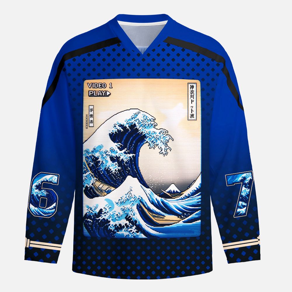 Kyoto-Lion Pixel Wave Long-Sleeve Hockey Jersey