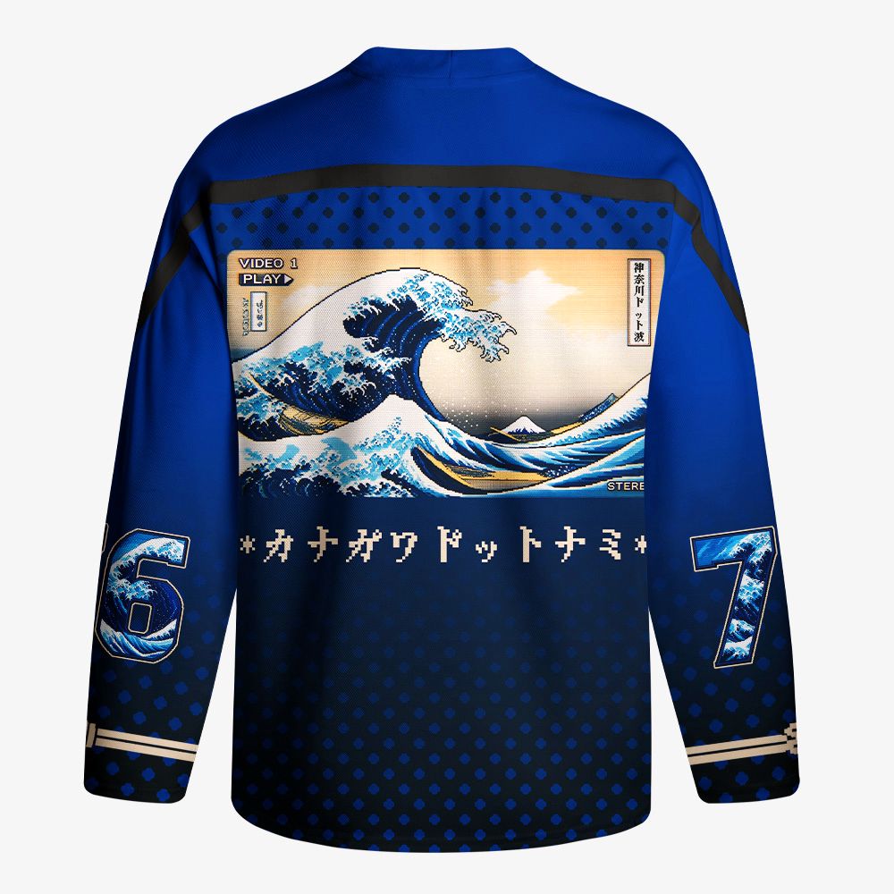 Kyoto-Lion Pixel Wave Long-Sleeve Hockey Jersey