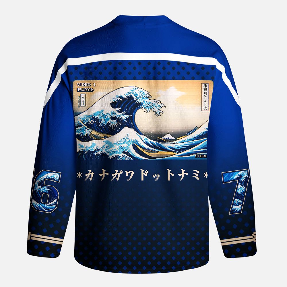 Kyoto-Lion Pixel Wave Long-Sleeve Hockey Jersey
