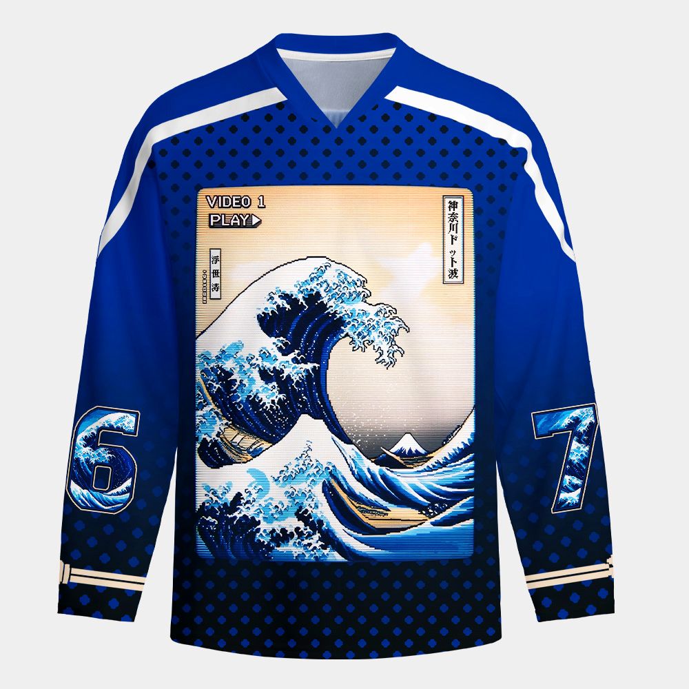 Kyoto-Lion Pixel Wave Long-Sleeve Hockey Jersey