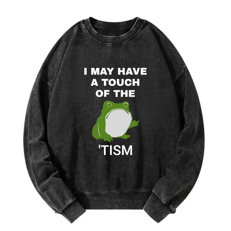 Kyoto-Lion Funny Frog Flipping The Bird Washed Sweatshirt