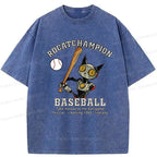 Kyoto-Lion Take Cat To A Baseball Game Washed T-Shirt