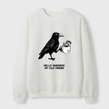 Kyoto-Lion Crow Drinking Black Coffee Funny Waffle Sweatshirt