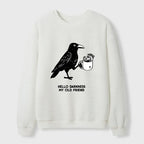 Kyoto-Lion Crow Drinking Black Coffee Funny Waffle Sweatshirt