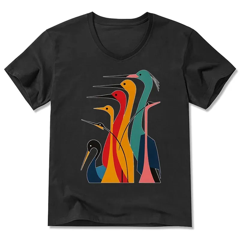 Kyoto-Lion Various Types Of Cranes V-Neck Classic T-Shirt