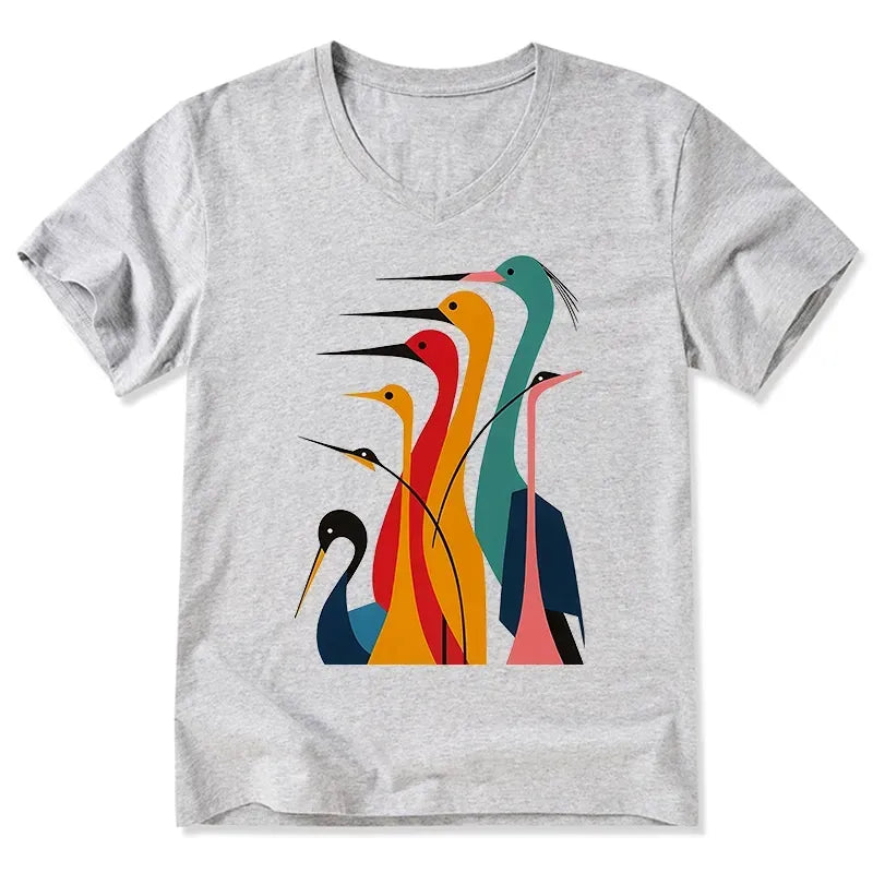 Japanese Cranes V-Neck T-Shirt