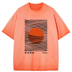 Kyoto-Lion Minimalist Art Sun Gradient Washed T-Shirt