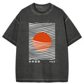Kyoto-Lion Minimalist Art Sun Gradient Washed T-Shirt