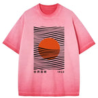 Kyoto-Lion Minimalist Art Sun Gradient Washed T-Shirt