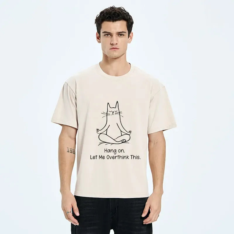Meditating Cat Washed Tee for Gift Idea