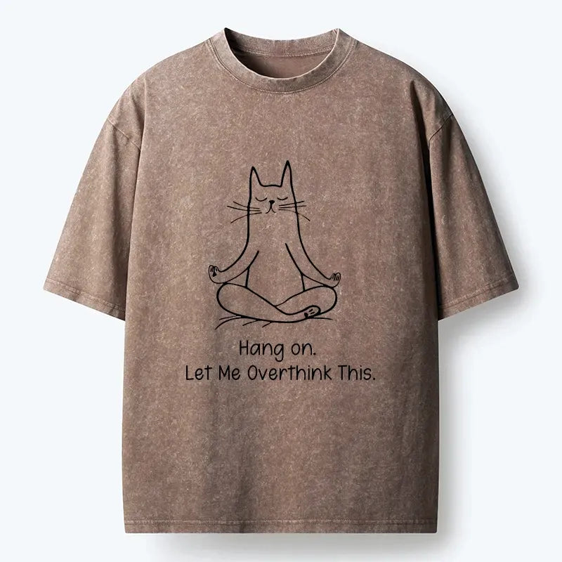 Meditating Cat Washed Tee for Gift Idea