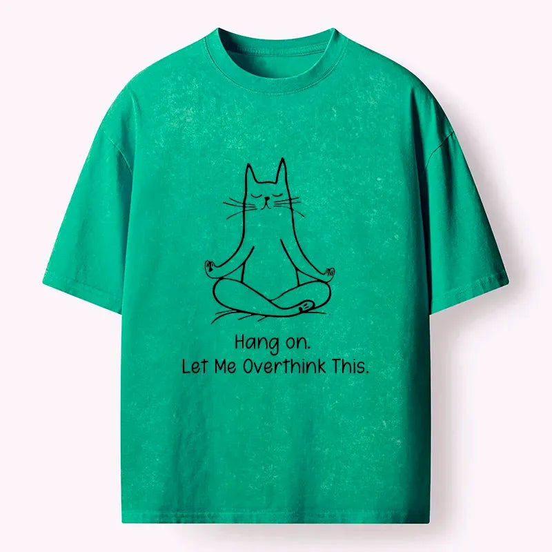 Meditating Cat Washed Tee for Gift Idea