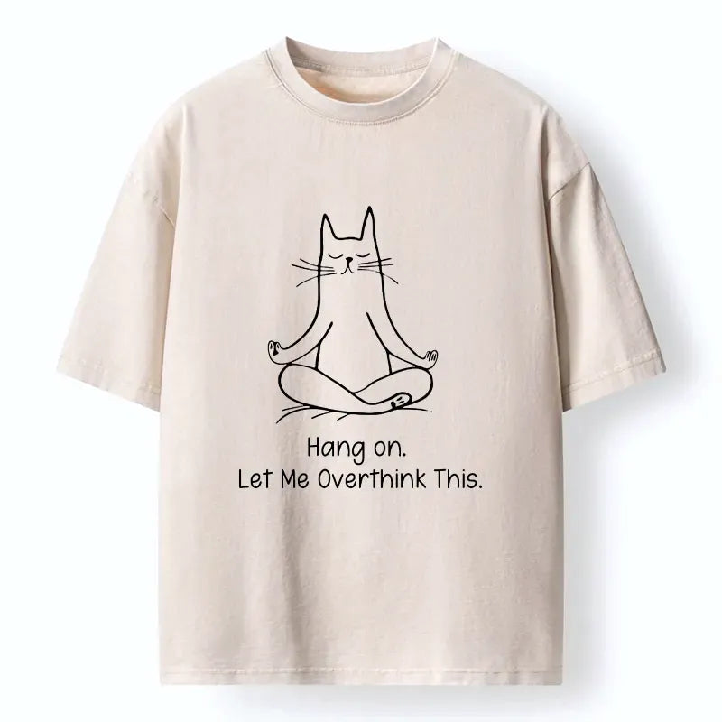 Meditating Cat Washed Tee for Gift Idea
