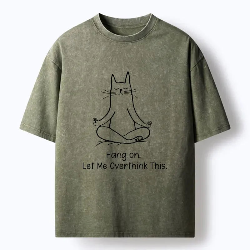 Meditating Cat Washed Tee for Gift Idea