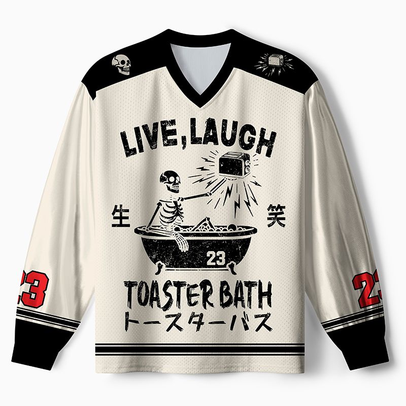 Kyoto-Lion Funny Electric Shock Skeleton Paneled Long Sleeve Jersey