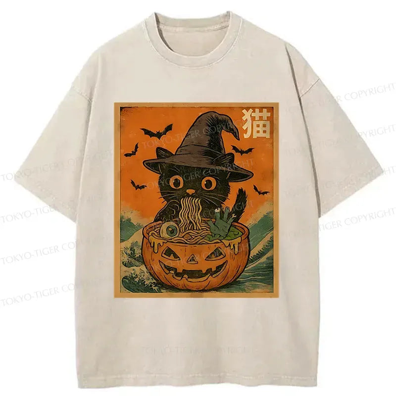 Trendy Japanese Cat Ramen T-Shirt