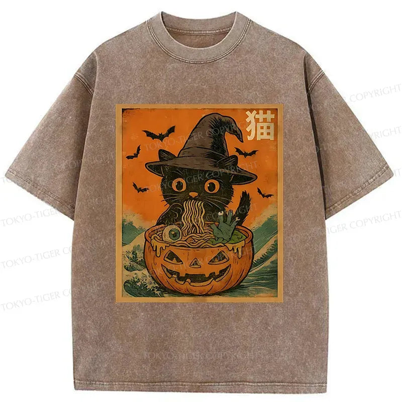 Trendy Japanese Cat Ramen T-Shirt