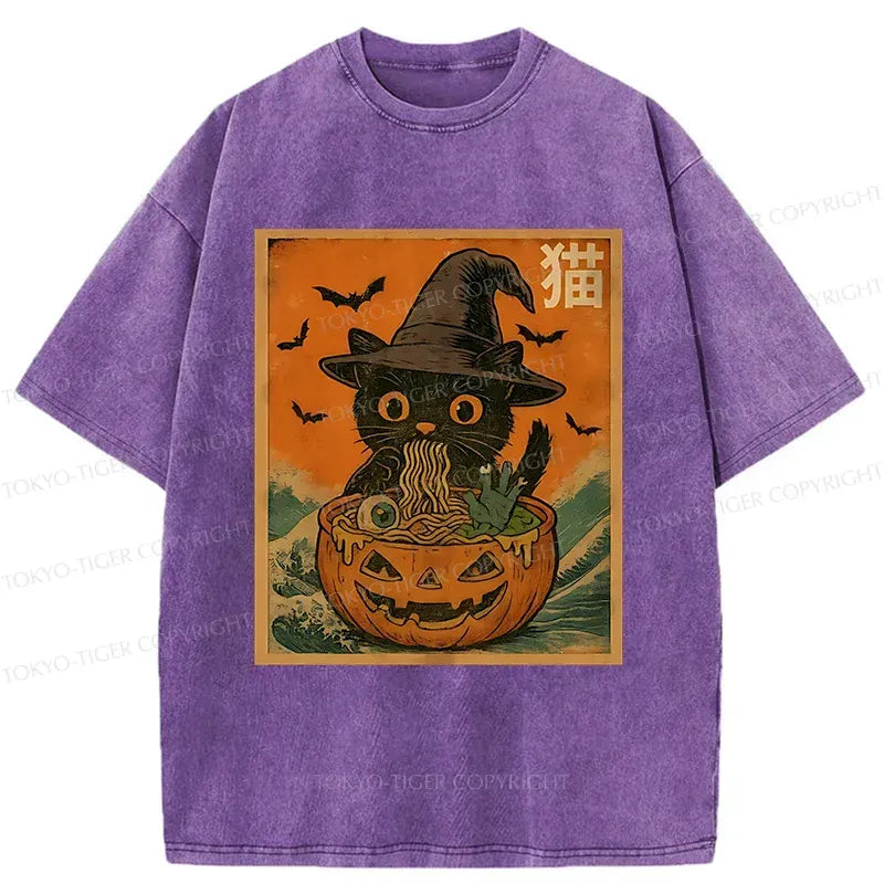 Trendy Japanese Cat Ramen T-Shirt